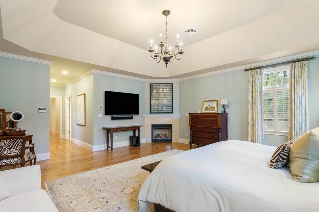 81 Pine Street Dover, MA 02030 - Photo 19 of 40 a bedroom with a bed and a flat screen tv