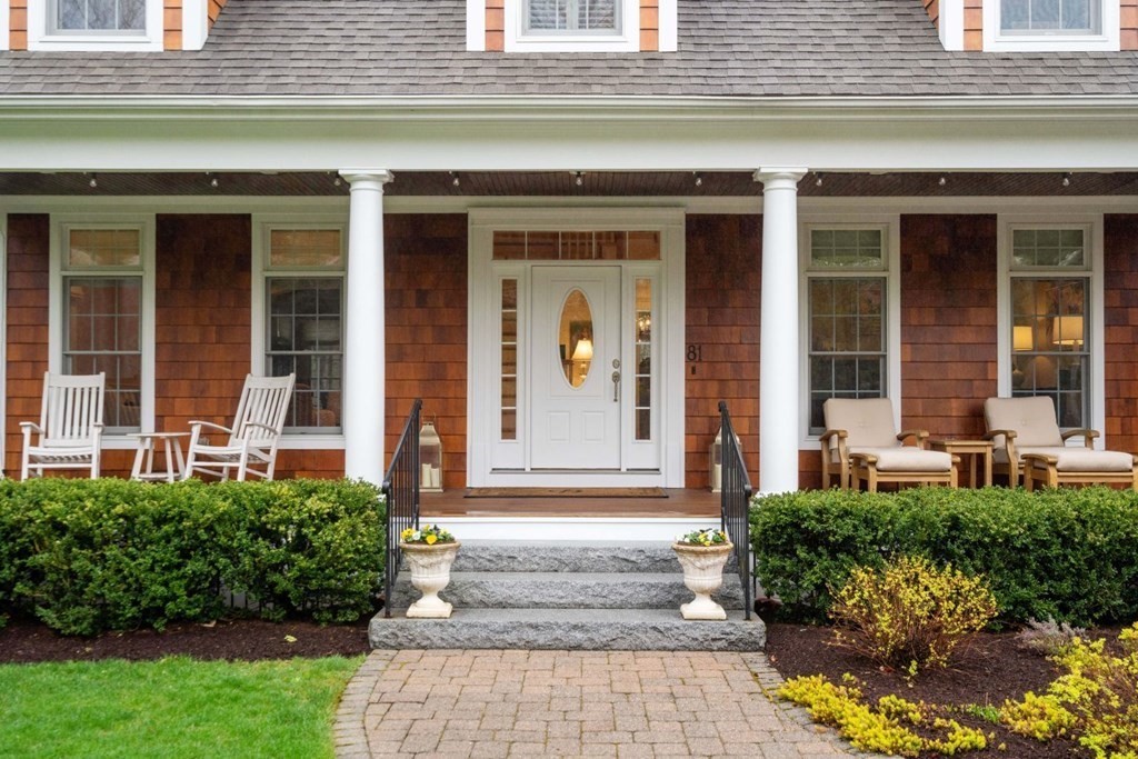 81 Pine Street Dover, MA 02030 - Photo 2 of 40 front view of a brick house with a large window