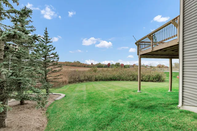 a view of an ocean and a yard