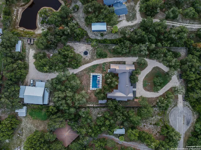 an aerial view of a house