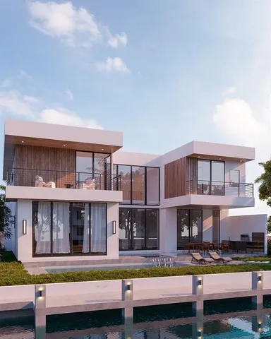 a aerial view of a house with a swimming pool