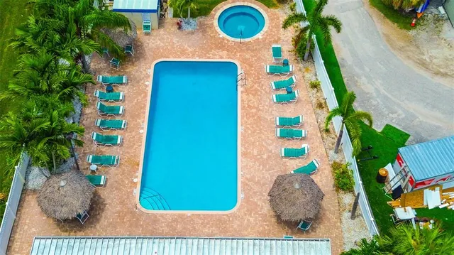 an aerial view of a house with a garden view