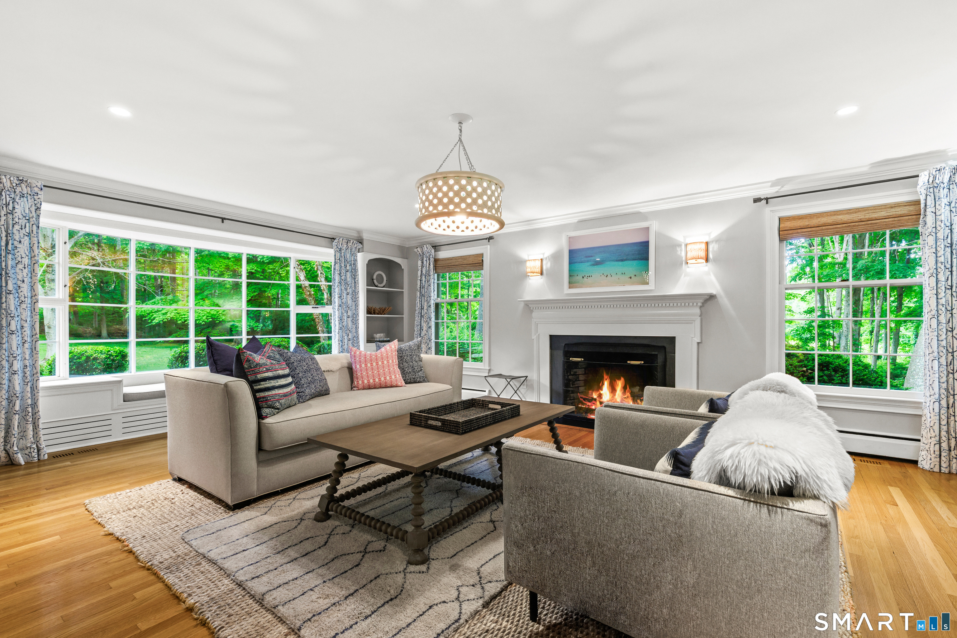 599 North Wilton Road New Canaan, CT 06840 - Photo 5 of 37 Formal living room w/ fireplace