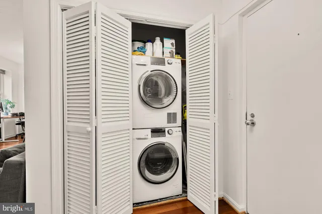 a utility room with dryer and washer