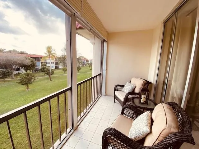 a view of balcony with couch