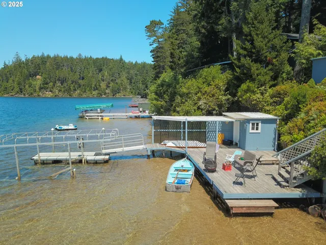a view of a lake with outdoor space