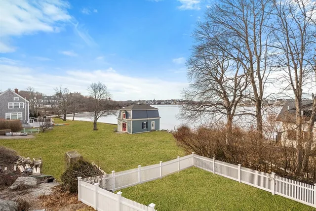 a view of an outdoor space and swimming pool