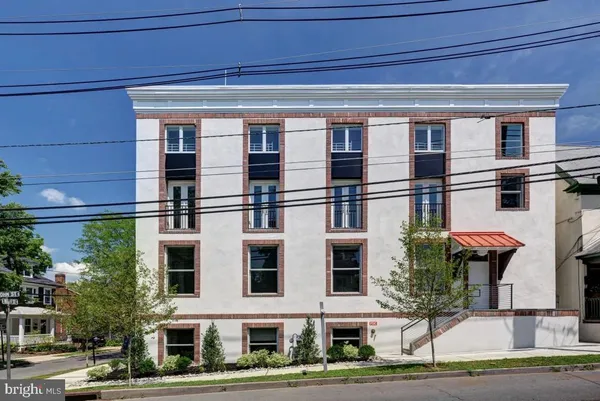 a front view of a multi story building