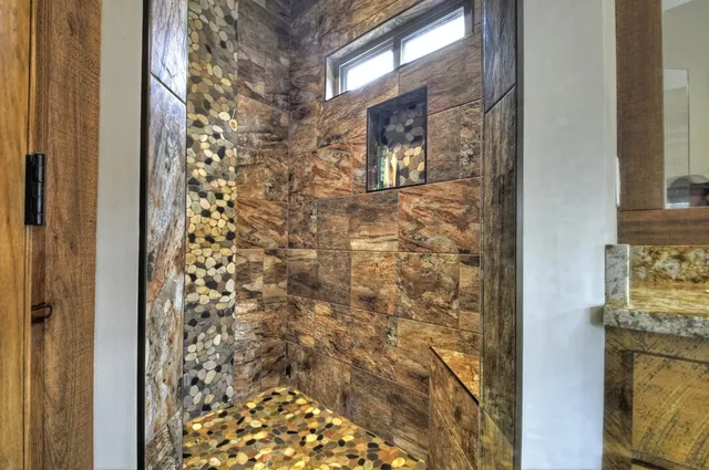 a kitchen with lots of counter top space and appliances