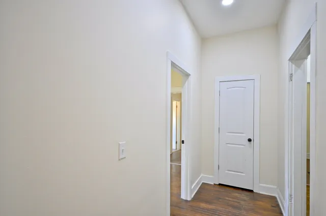 a view of small space with wooden floor