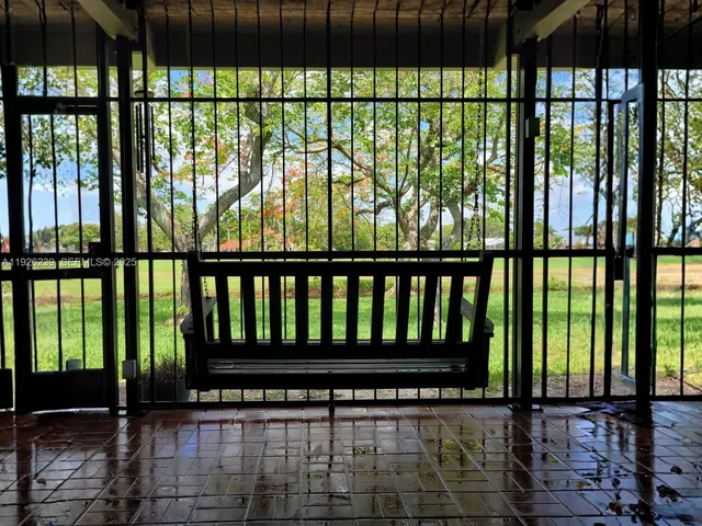 a view of a black and white house