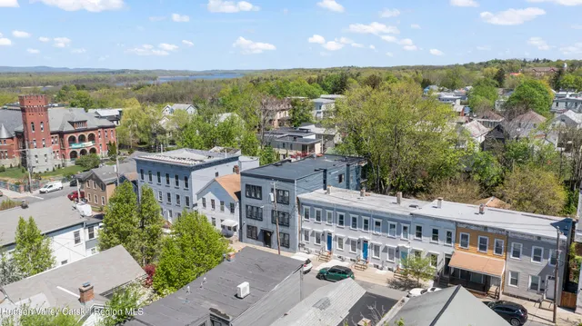 a view of a city that has tall buildings