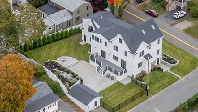 an aerial view of a house