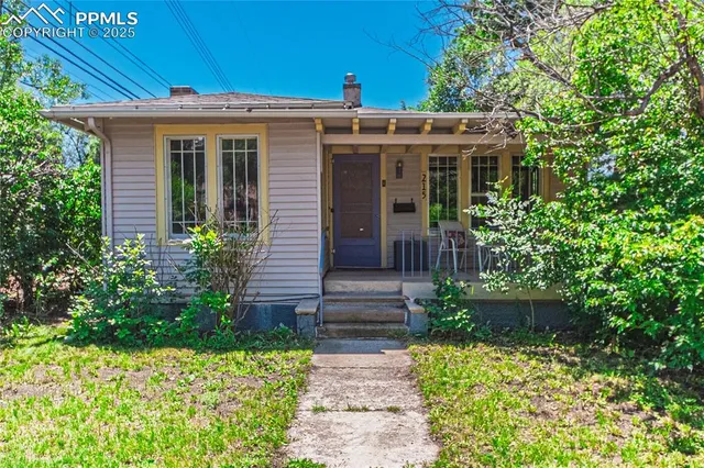 a front view of a house with plants and garden