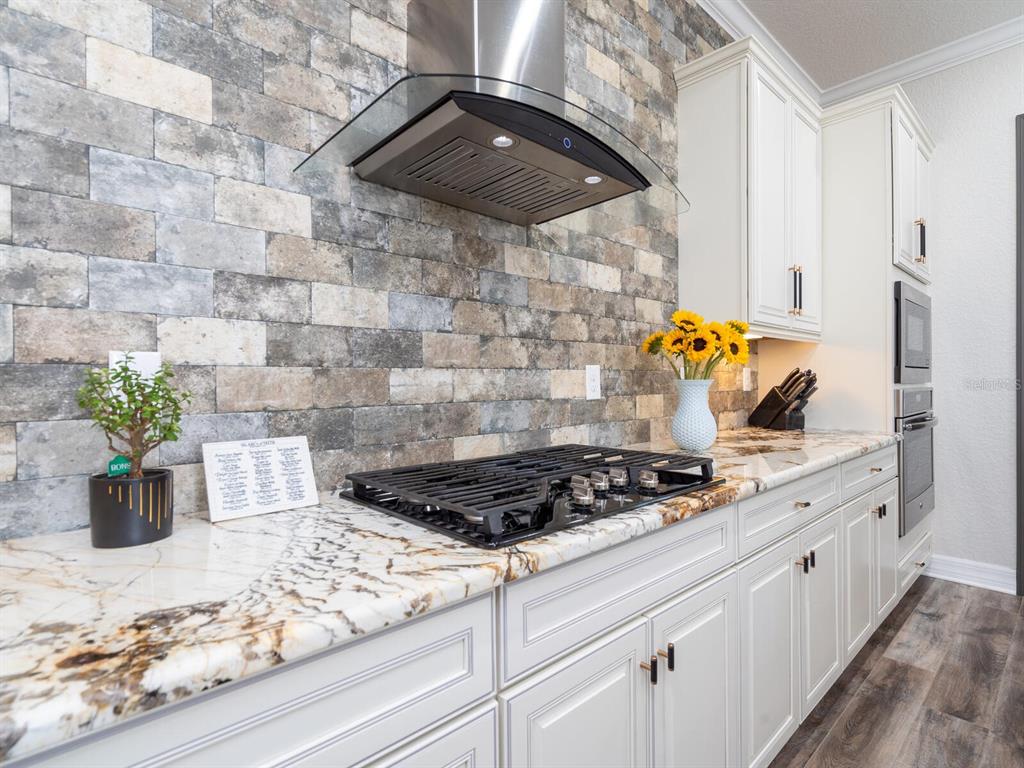16532 Hillside Circle Lakewood Ranch, FL 34202 - Photo 20 of 67 a kitchen with a stove and a white wooden cabinets