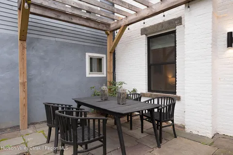a view of an outdoor space with table and chair