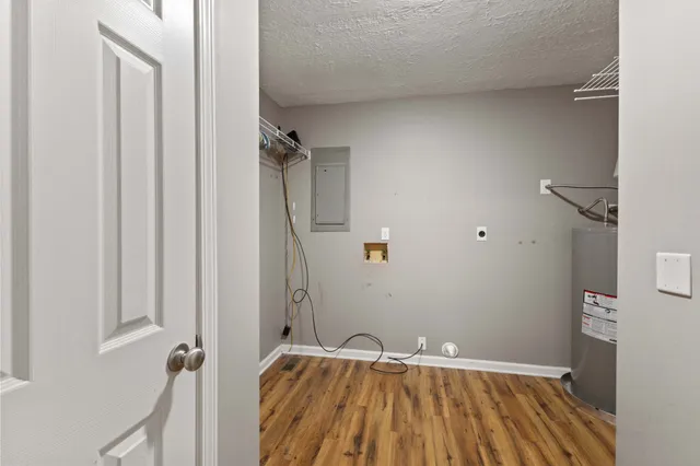 a view of small space with racks on the wall