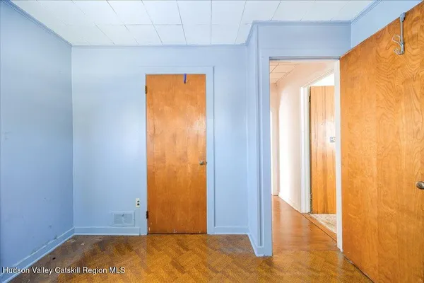 a view of a room with a window