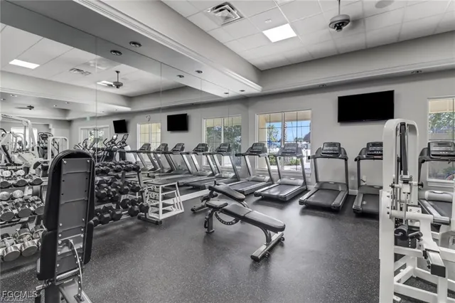 a view of a room with gym equipment