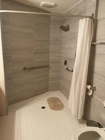 a bathroom with a shower