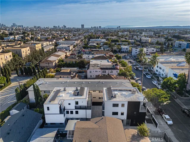 an aerial view of a house with a outdoor space