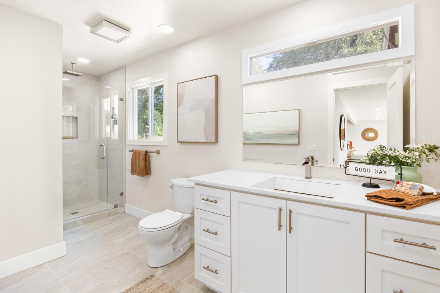 2495 Meadow Creek Road Lincoln, CA 95648 - Photo 30 of 94 a bathroom with a granite countertop sink mirror and a toilet