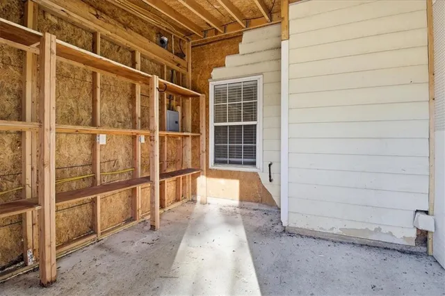 a view of a pathway with a door