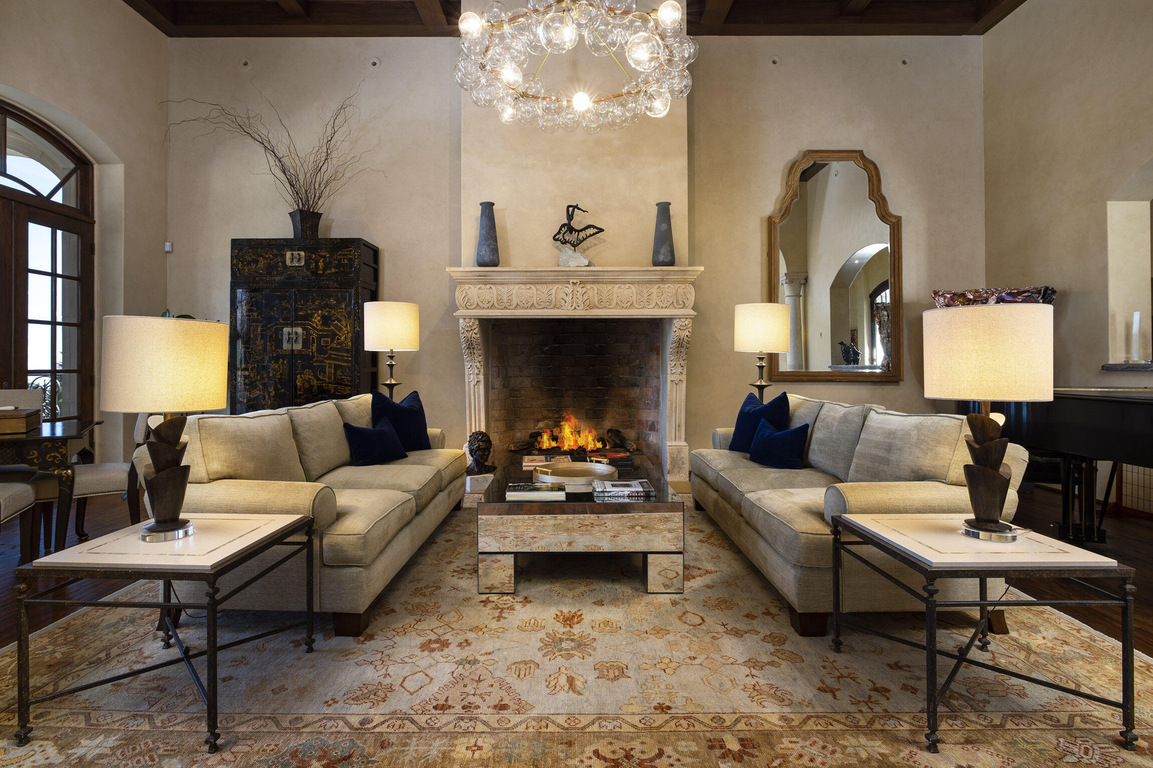2692 Sycamore Canyon Road Montecito, CA 93108 - Photo 4 of 24 a living room with furniture and a fireplace