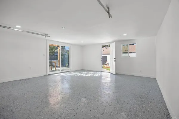 a backyard of a house with seating space