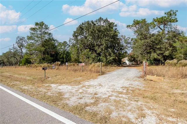 a view of a yard with a tree