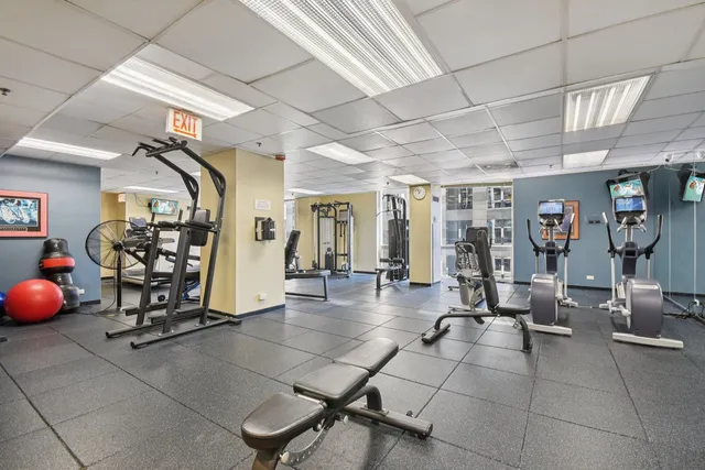 a view of a room with gym equipment