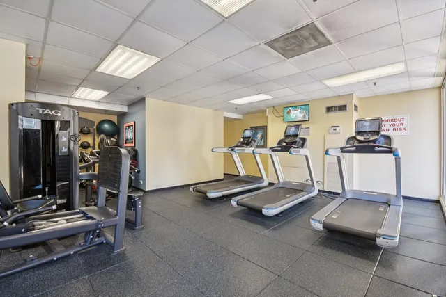 a view of a room with gym equipment