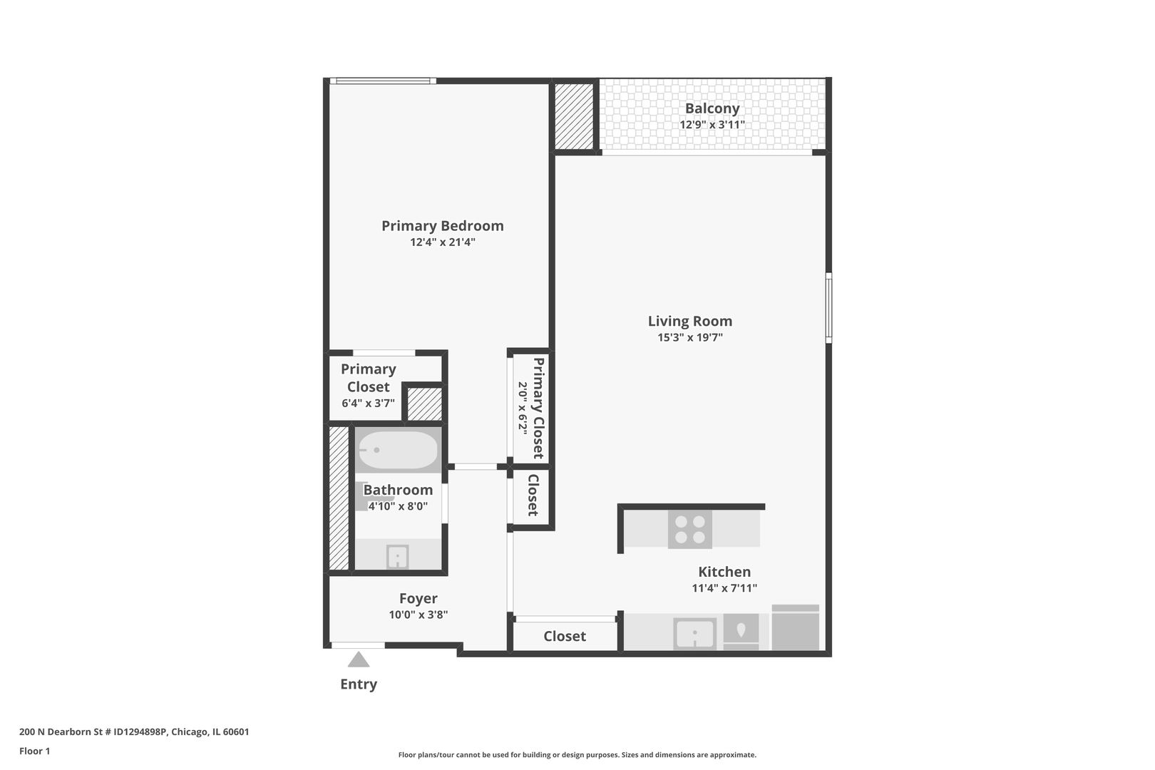 200 North Dearborn Street, Unit 1303 Chicago, IL 60601 - Photo 32 of 32 a picture of a floor plan