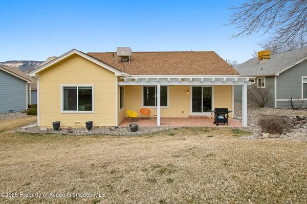 a view of a house with a patio