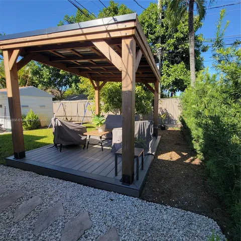 a view of a chairs and table in the patio