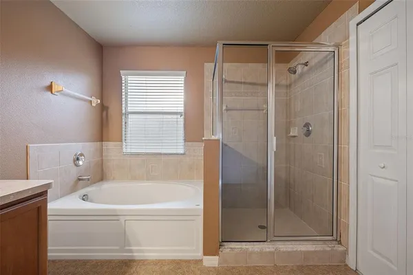 a bathroom with a bath tub and a shower