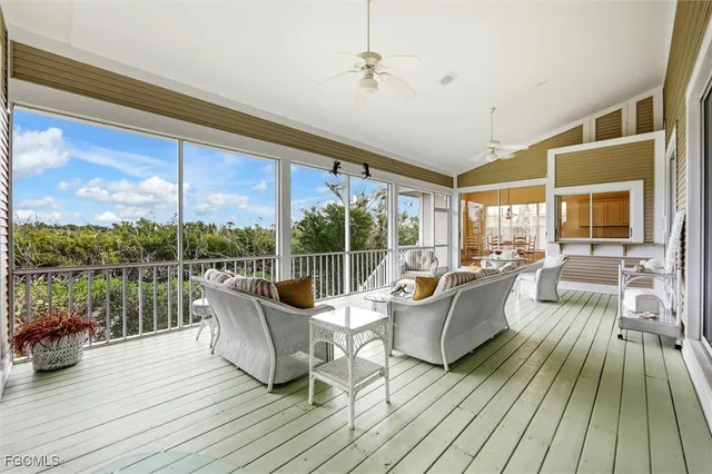 a living room with patio area