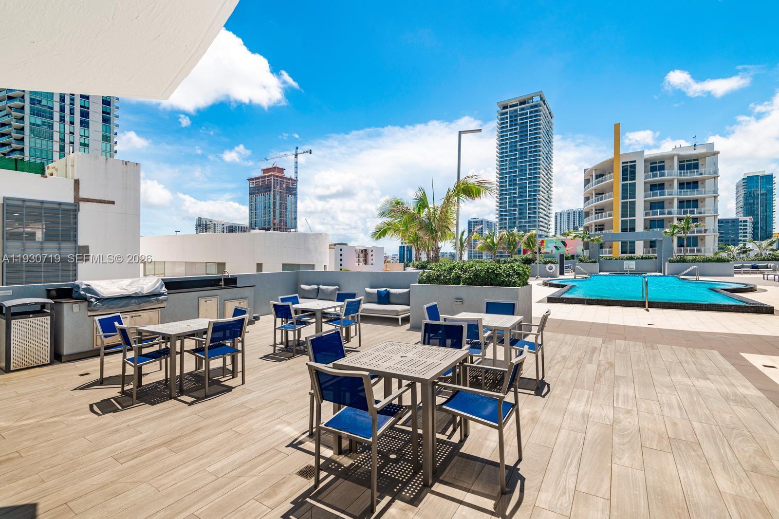 480 Northeast 30th Street, Unit 1505 Miami, FL 33137 - Photo 19 of 21 a view of a patio with dining table and chairs