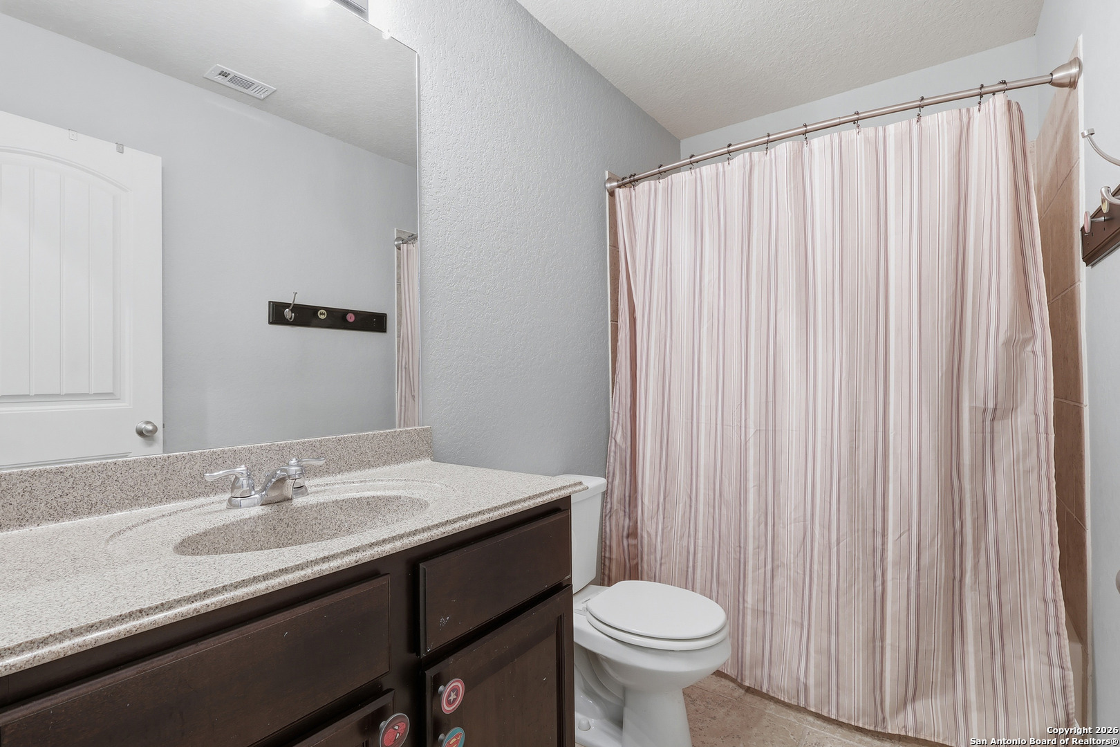 345 Morgan Run Cibolo, TX 78108 - Photo 19 of 22 a bathroom with a sink a toilet and shower