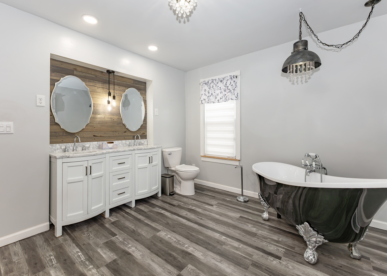 227 East 2nd Street Mineral, IL 61344 - Photo 15 of 28 a spacious bathroom with a granite countertop sink and a mirror