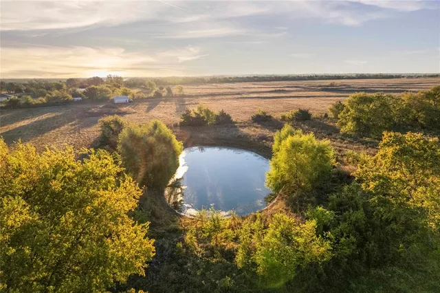 a view of a lake from a yard