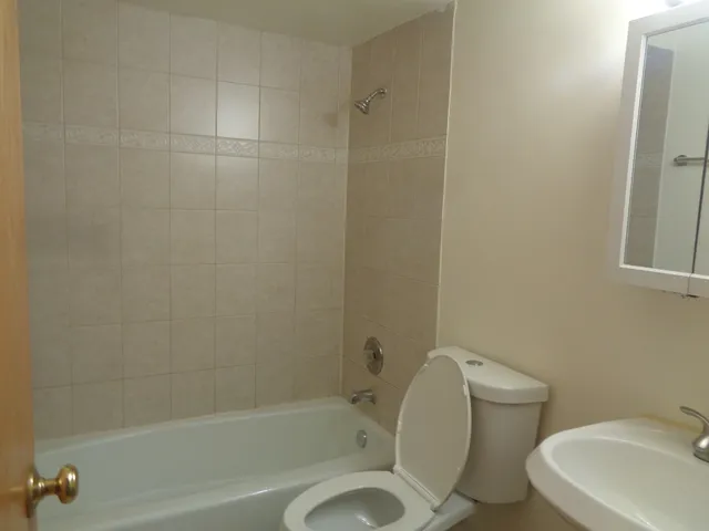 a white toilet sitting next to a bath tub
