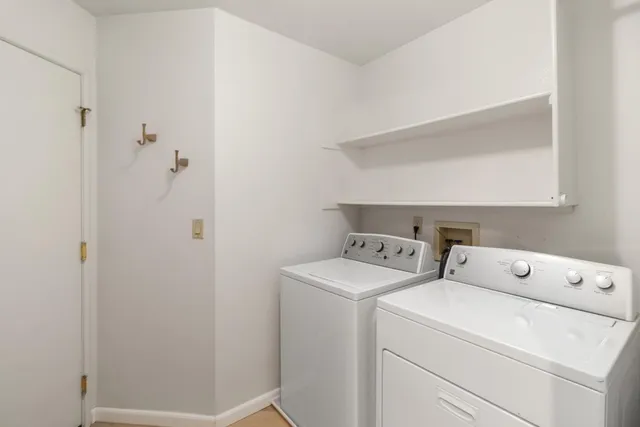 a view of a yard with large trees