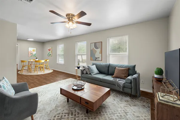 a living room with furniture