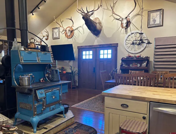 a view of a room with shelves