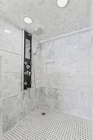 a bathroom with a shower