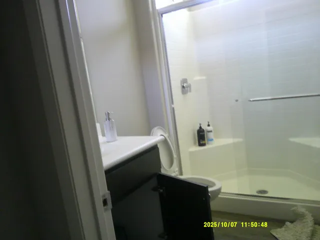 a bathroom with a bathtub