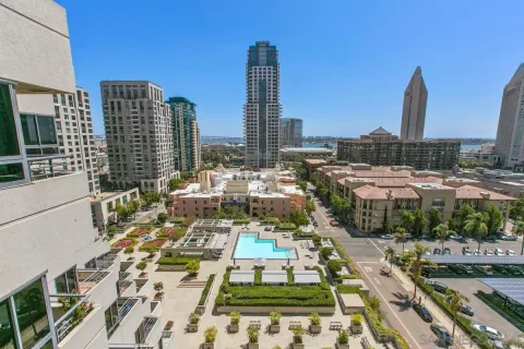 a view of a city view with tall buildings