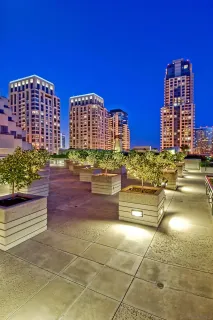 a view of swimming pool with a yard and sitting area