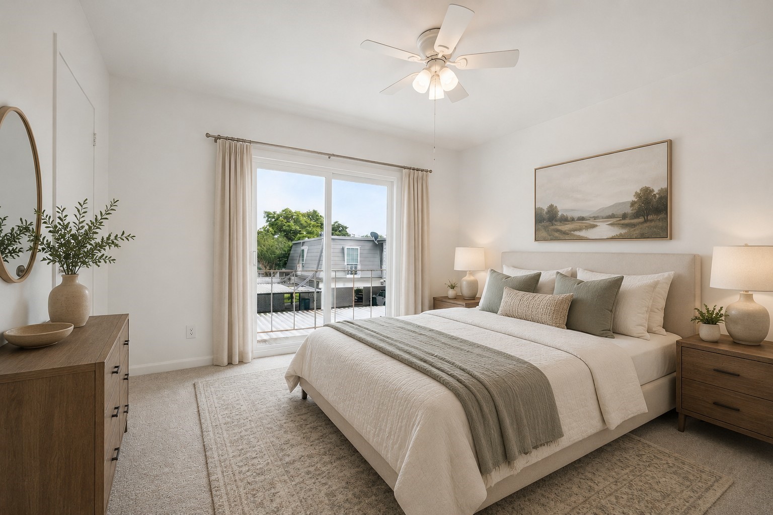 7821 Rue St Cyr Street, Unit 55 Houston, TX 77074 - Photo 9 of 16 Virtually staged primary suite showcasing the room's spacious layout.
